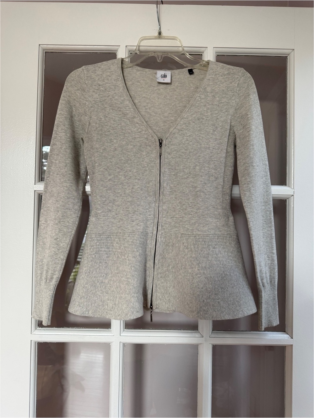 Cabi Gray Willow Peplum Zip Up Sweater - NWOT